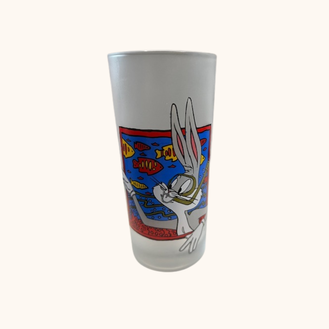 Vintage 1991 Bugs Bunny Frosted Tumbler Glass- Warners Bros Collectible, 250ml