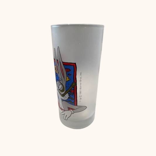 Vintage 1991 Bugs Bunny Frosted Tumbler Glass- Warners Bros Collectible, 250ml