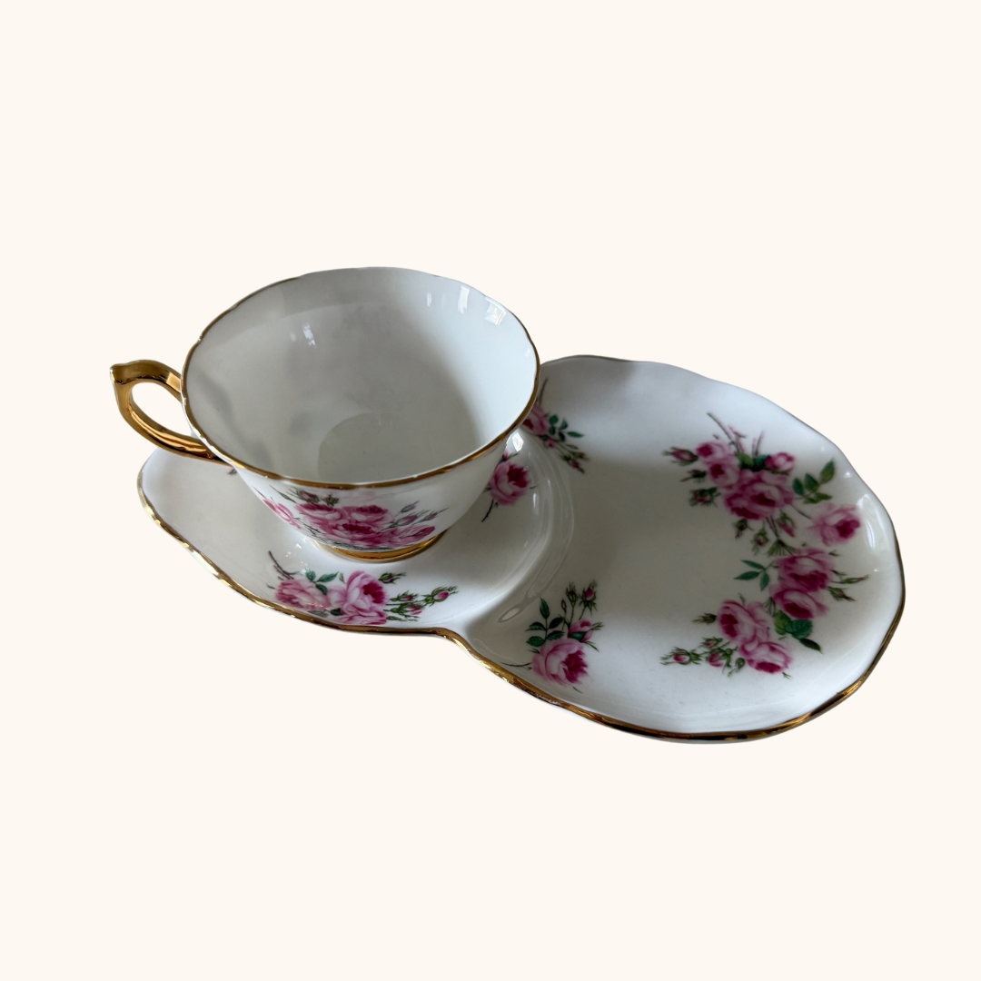 Hammersley & Co “Dresden Spray” Tea Cup & Snack Plate – Fine Bone China, Made in England