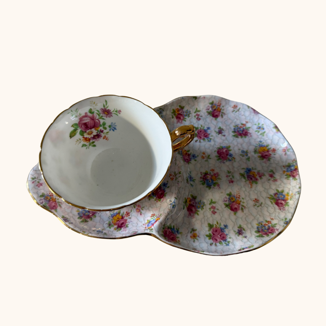Hammersley Bone China Teacup & Snack Plate Set – Floral Chintz (Pattern 5959)