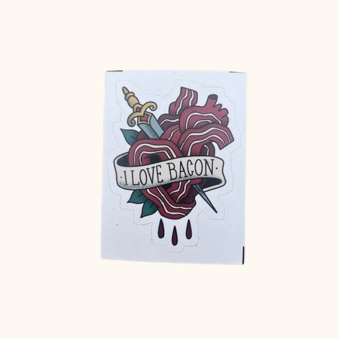 Bacon Tattoo Heart Sticker