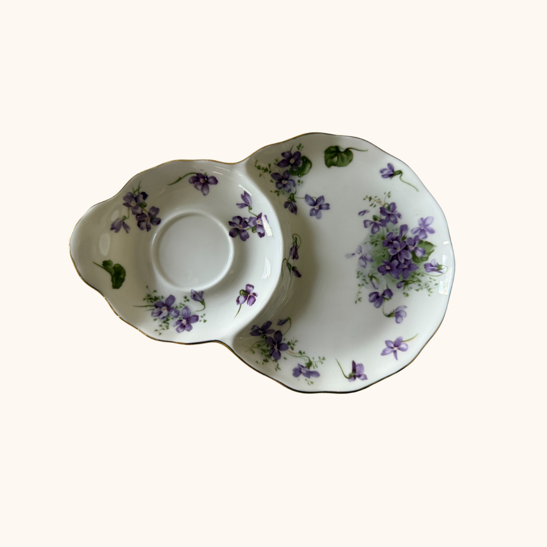 Hammersley Victorian Violets Tea Cup & Snack Plate – Fine Bone China, England