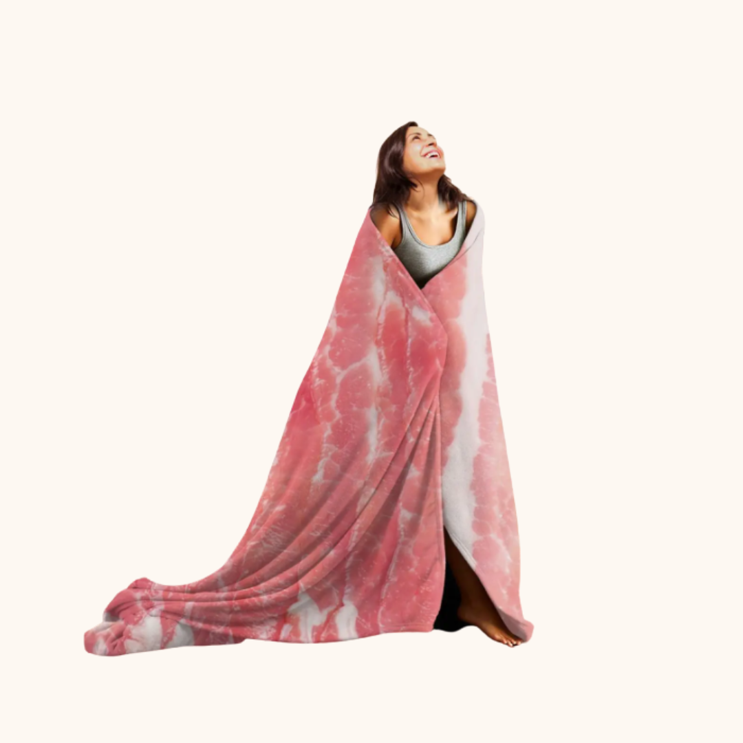 Bacon Texture Flannel Throw Blankets Funny