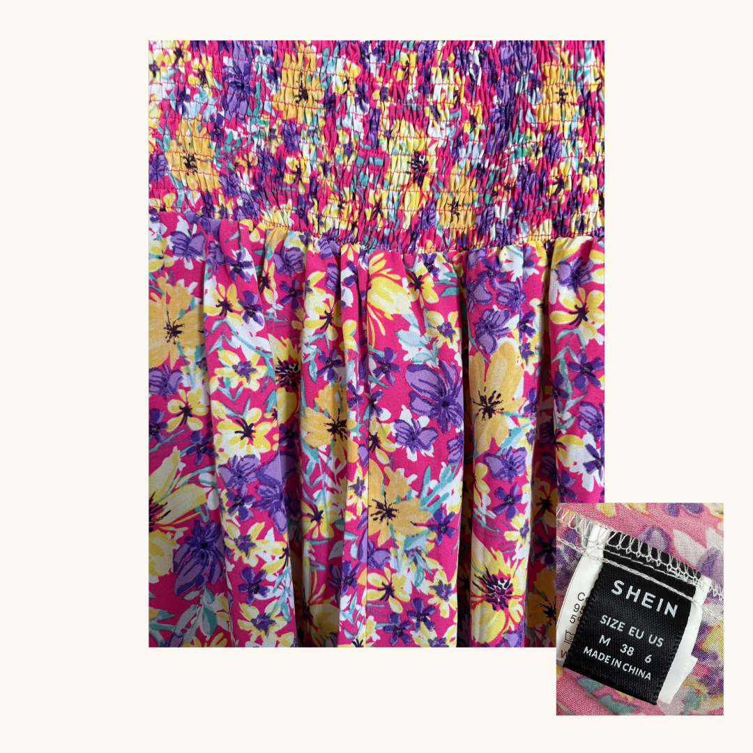 Floral Shirred Puff Sleeve Boho Dress β Shein | Size M (10β12)