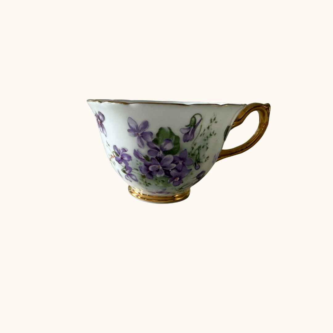 Hammersley Victorian Violets Tea Cup & Snack Plate – Fine Bone China, England