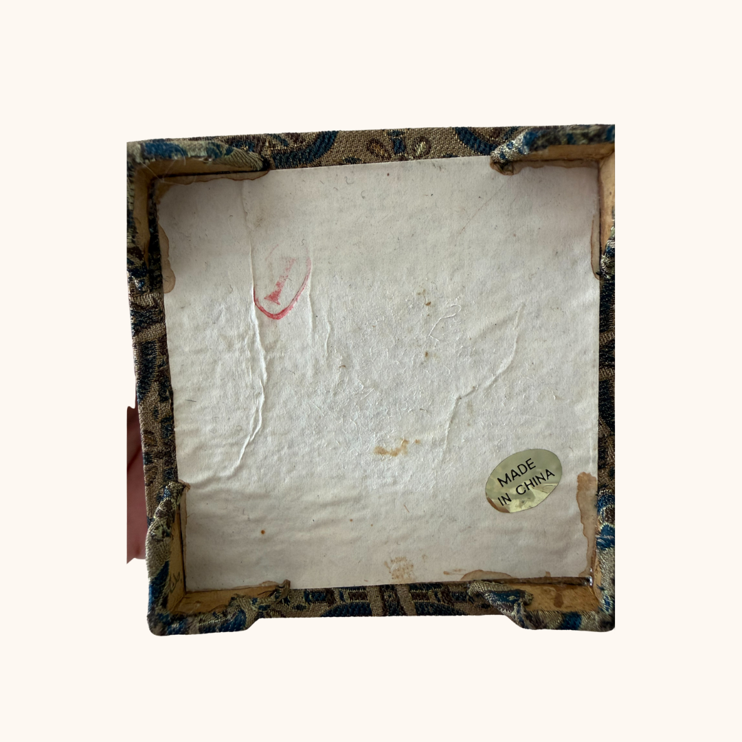 Vintage Hand-Painted Chinese Egg in Glass Display Case (Possibly 1970s)