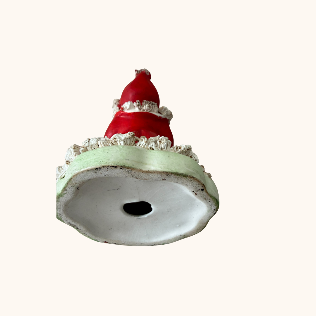 Vintage Napco Christmas Angel Girl Figurine – Red Coat, Spaghetti Trim (RARE)