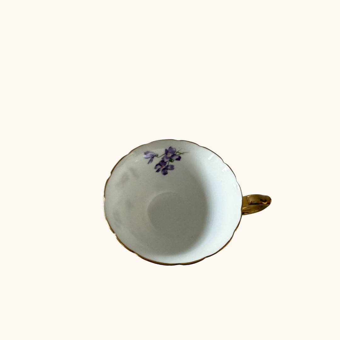 Hammersley Victorian Violets Tea Cup & Snack Plate – Fine Bone China, England