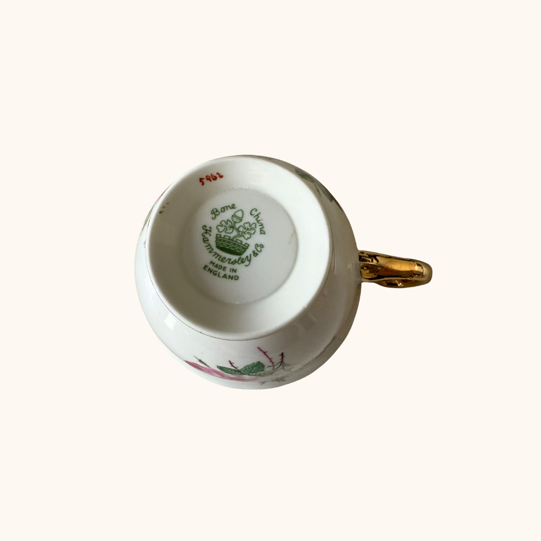 Hammersley & Co “Dresden Spray” Tea Cup & Snack Plate – Fine Bone China, Made in England