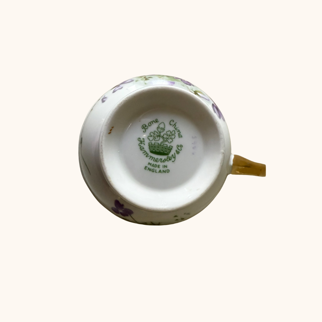 Hammersley Victorian Violets Tea Cup & Snack Plate – Fine Bone China, England