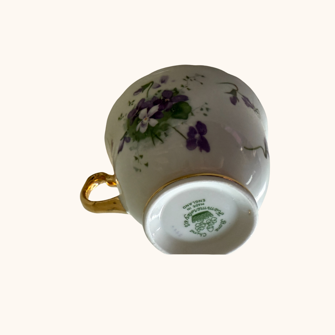 Hammersley Victorian Violets Tea Cup & Snack Plate – Fine Bone China, England