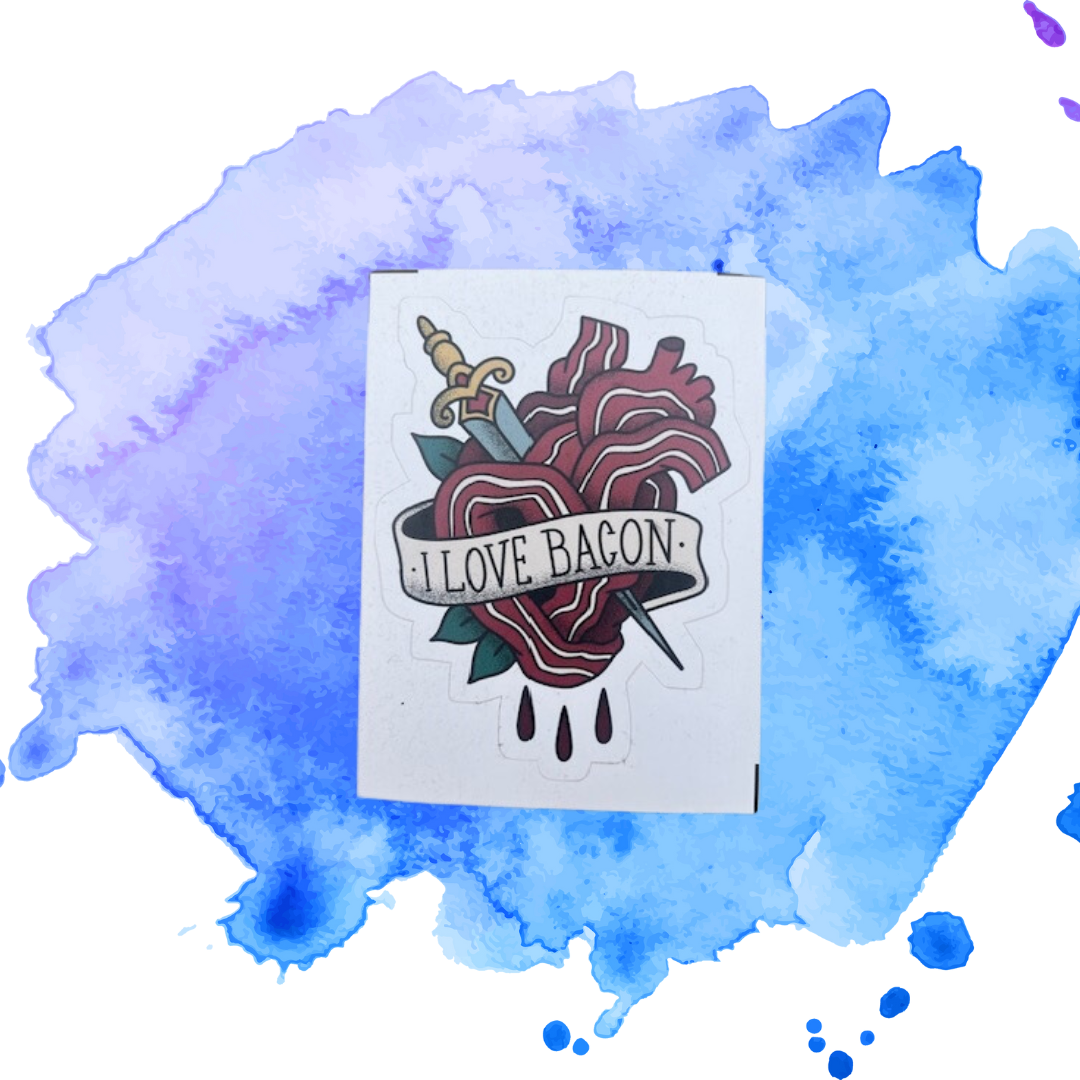 Bacon Tattoo Heart Sticker