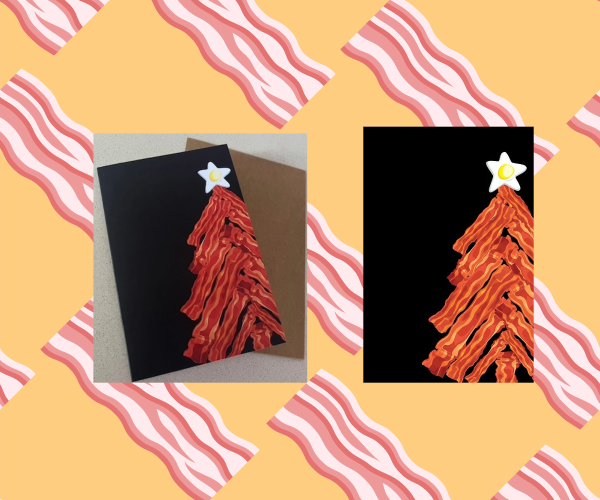 Bacon Christmas Tree Card