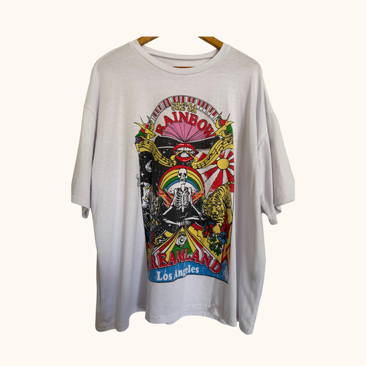 “She’s a Rainbow” Skeleton Print Drop Shoulder Tee – Size M