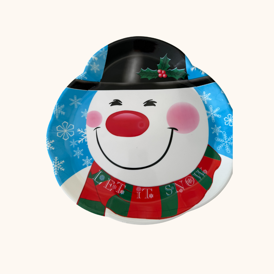 Snowman Face Decorative Christmas Tray – “Let It Snow”