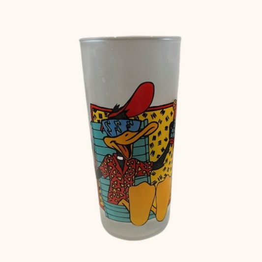 Vintage 1991 Daffy Duck Frosted Glass Tumbler – Warner Bros 90s Collectible, 250ml
