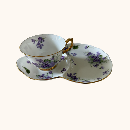 Hammersley Victorian Violets Tea Cup & Snack Plate – Fine Bone China, England