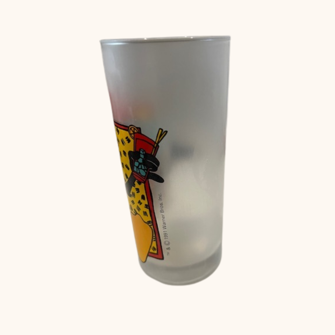 Vintage 1991 Daffy Duck Frosted Glass Tumbler – Warner Bros 90s Collectible, 250ml