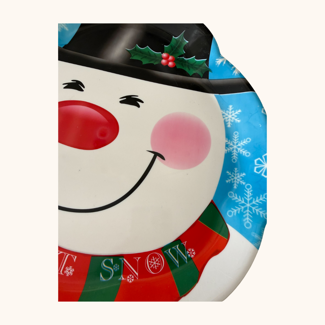 Snowman Face Decorative Christmas Tray – “Let It Snow”