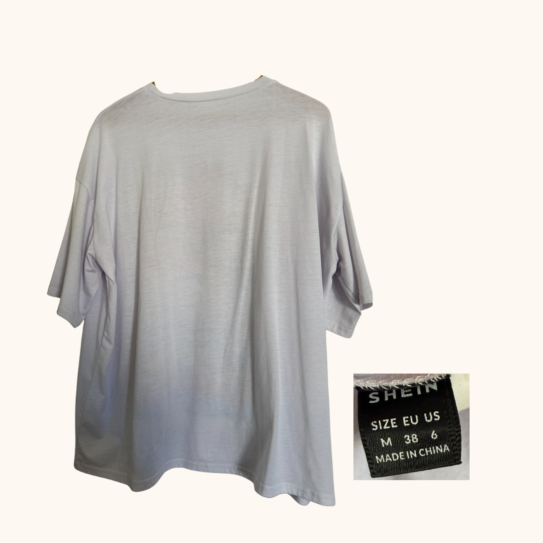“She’s a Rainbow” Skeleton Print Drop Shoulder Tee – Size M