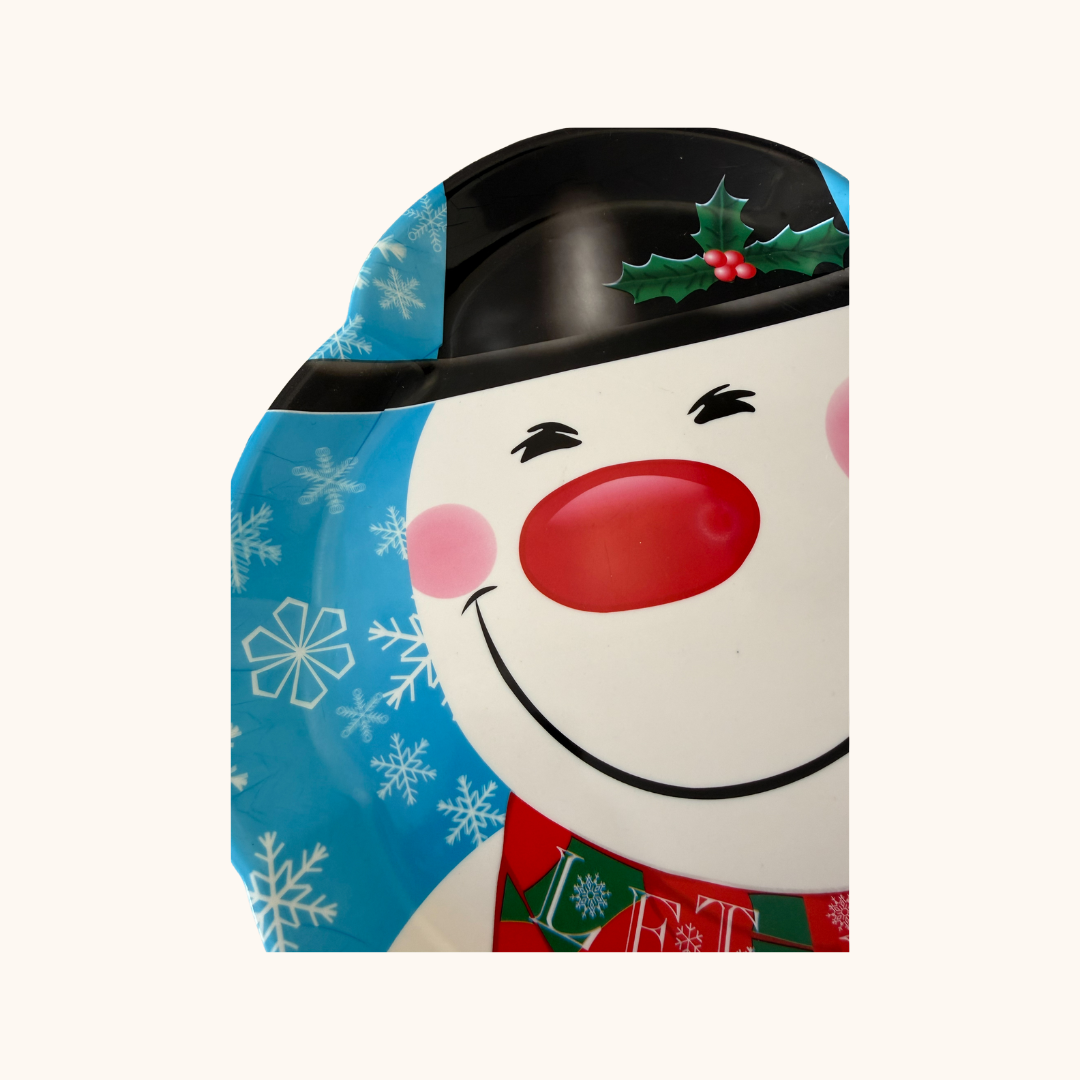 Snowman Face Decorative Christmas Tray – “Let It Snow”