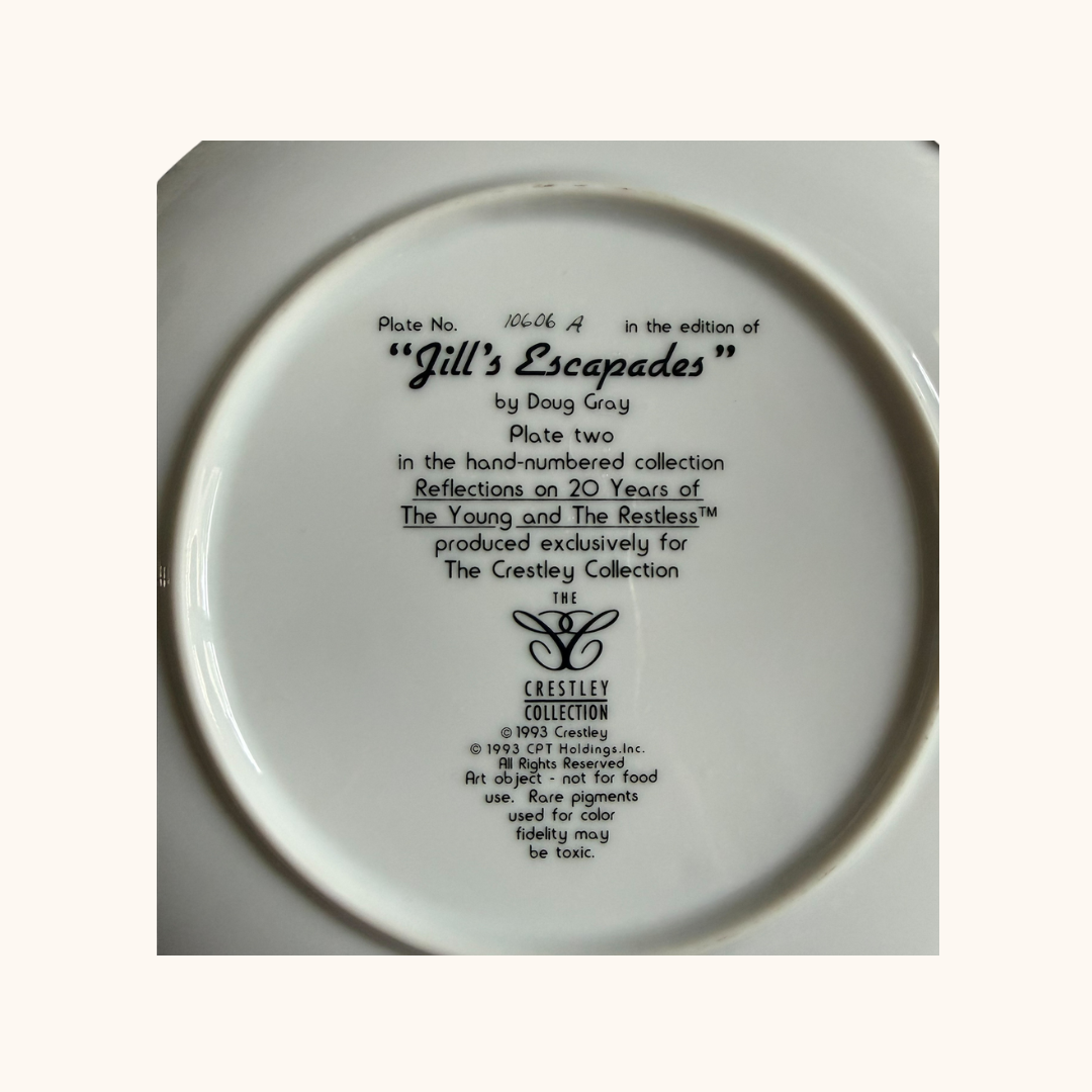 Jill’s Escapades Collector Plate – The Young and the Restless 20-Year Commemorative (1993)
