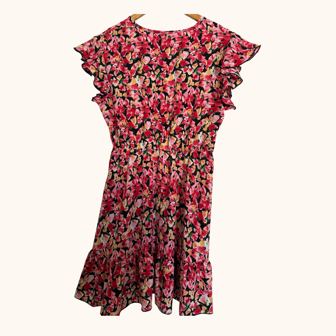 Shein Boho Ruffle Hem Butterfly Sleeve Dress – Size M (AU 10–12)