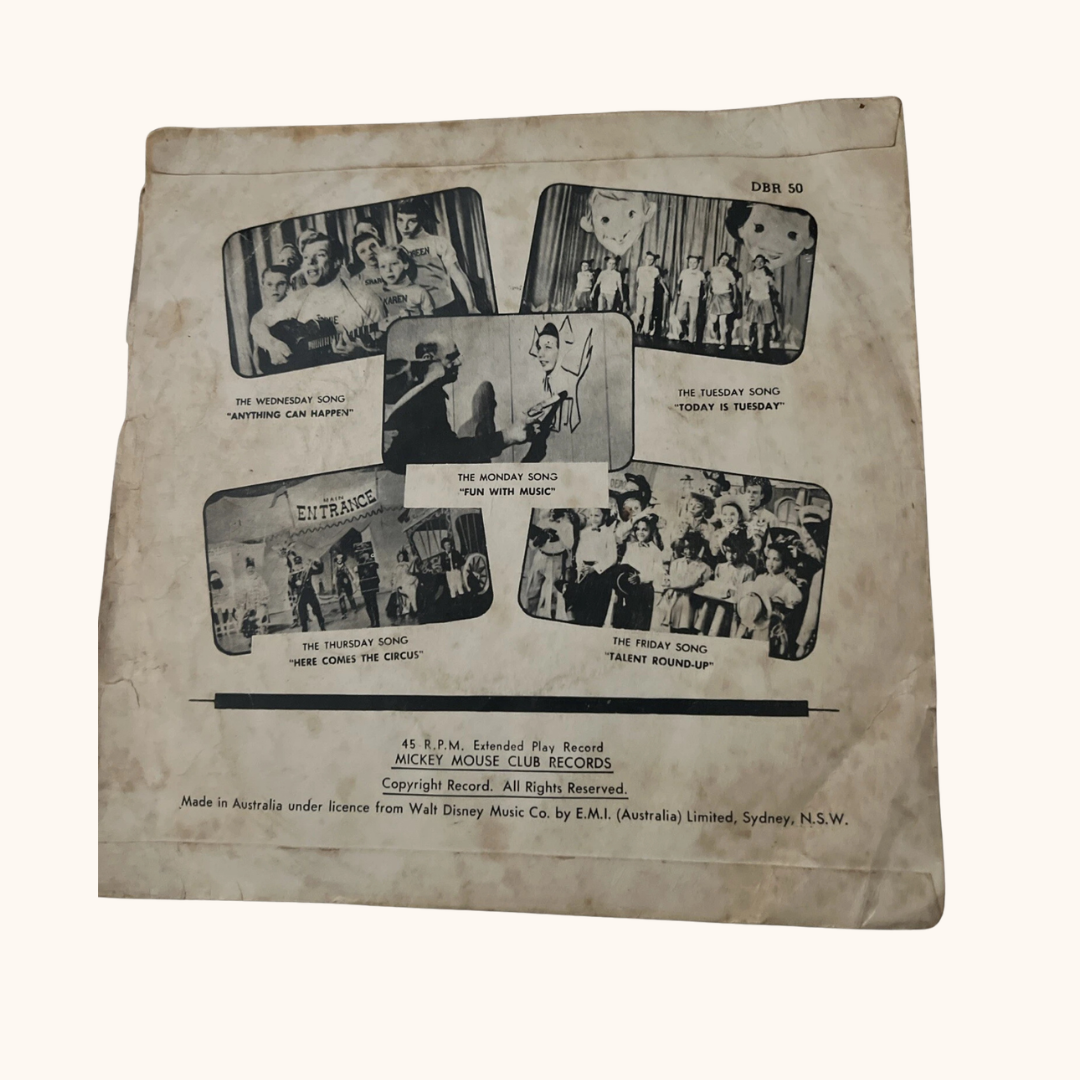 1955 Walt Disney Mickey Mouse Club 45 RPM Record – The Mouseketeers’ March & More