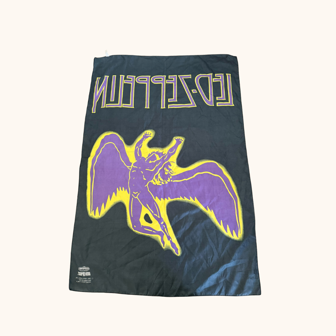Vintage 1993 Led Zeppelin Wall Flag – Myth Gem / Rock Express (Rare)